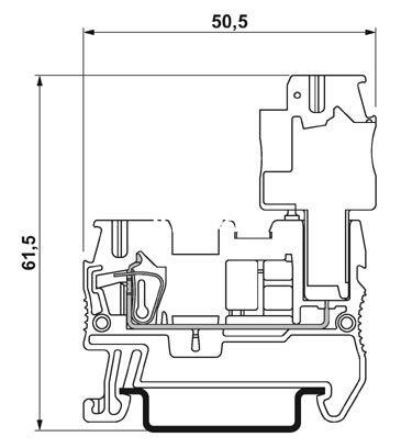 Borne de paso, tensión nominal: 500 V, corriente nominal: 24 A, tipo de conexión: Conexión por resorte / conexión enchufable, número de conexiones: 2, sección:0,08 mm² - 4 mm²,  AWG: 28 - 12, anchura: 5,2 mm, color: gris, clase de montaje: NS 35/7,5, NS 3