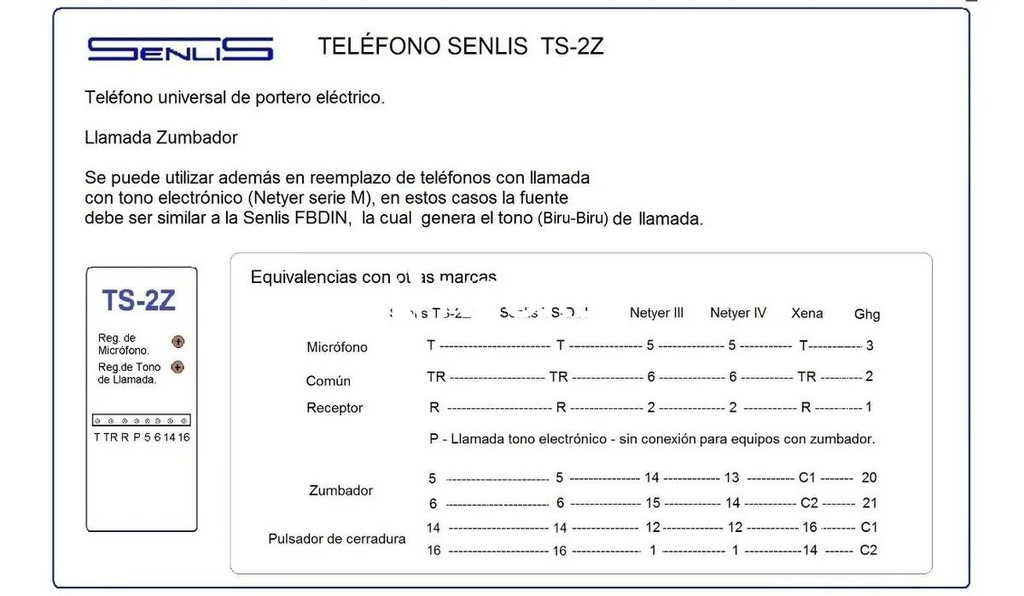 Microtelef p-portero TS2Z             SENLIS