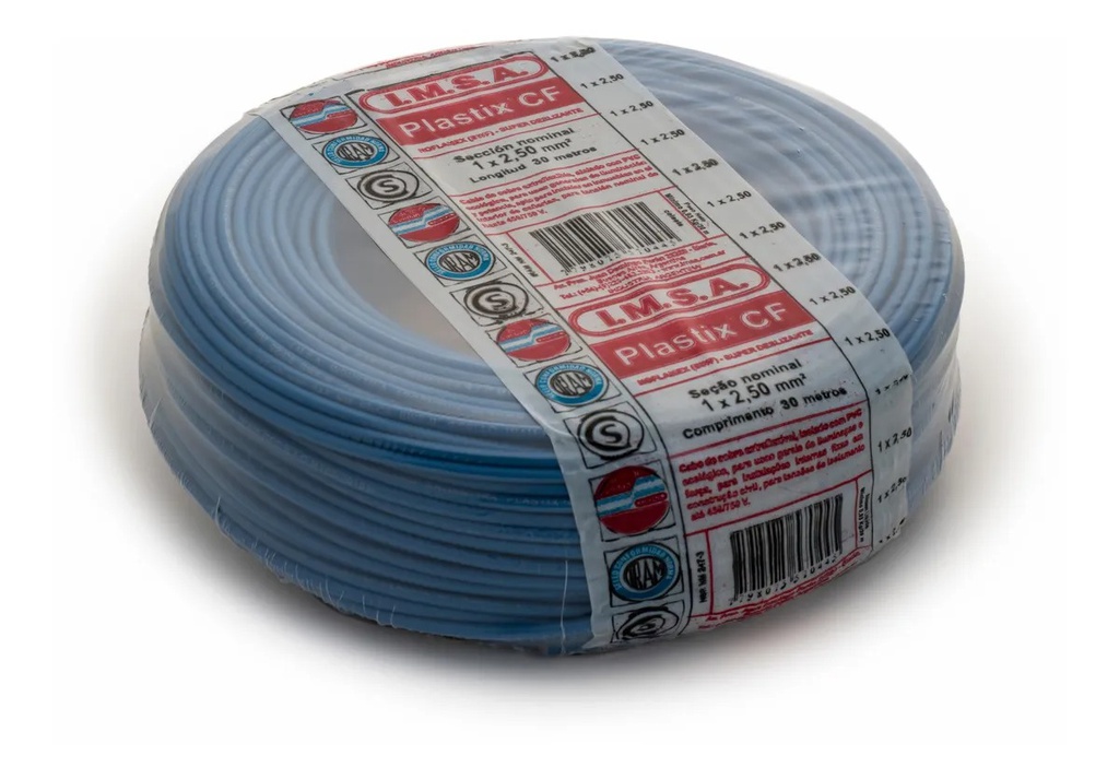 Cable PLASTIX "CF" 2,50 mm² (rollo x 100 m) celeste