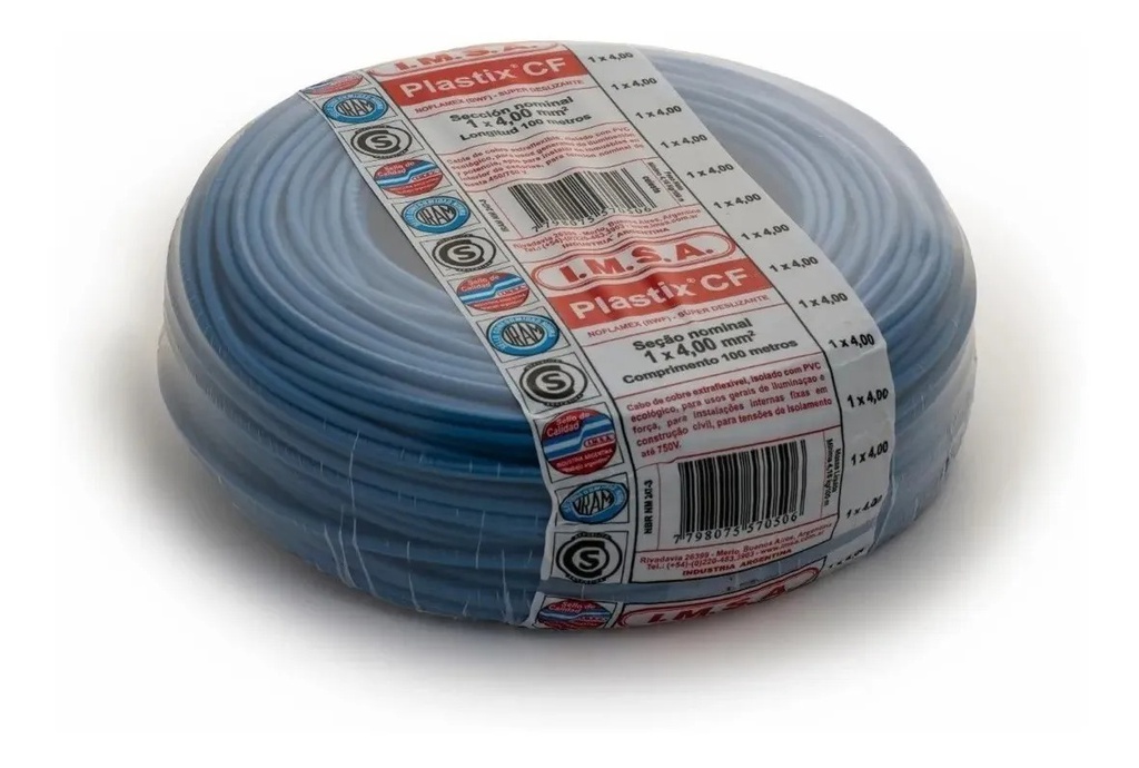 Cable PLASTIX "CF" 4 mm² (rollo x 100 m) celeste