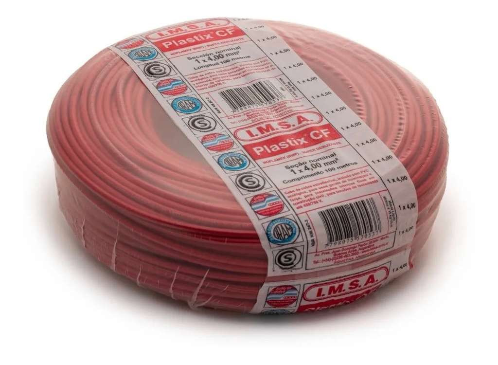 Cable PLASTIX "CF" 4 mm² (rollo x 100 m) rojo