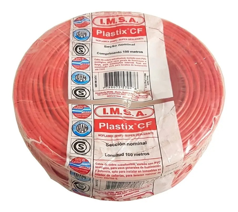 Cable PLASTIX "CF" 6 mm² (rollo x 100 m) rojo