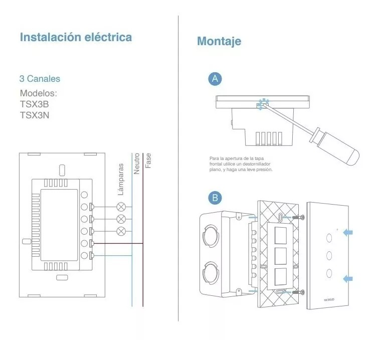 TECLA SMART MACROLED BLANCO 2 CANALES AC110-240V MAX 10A