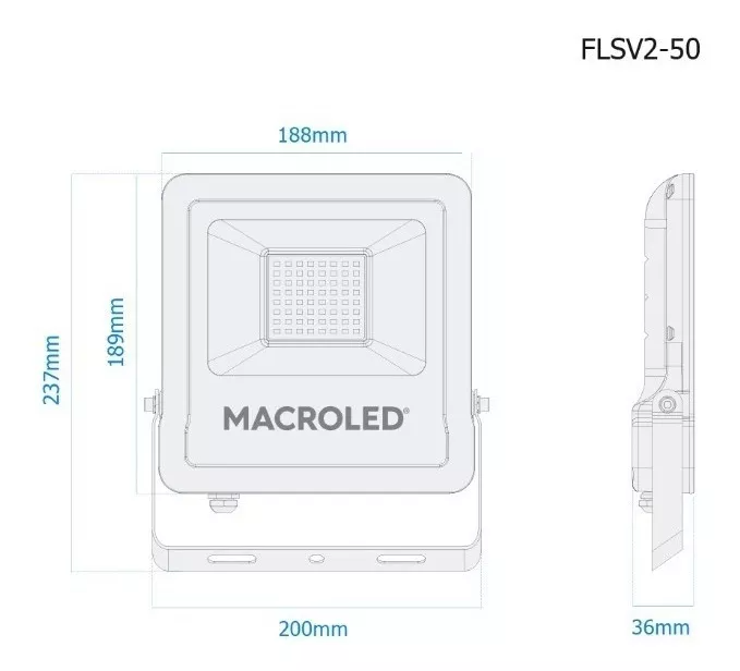 REFLECTOR LED MACROLED 50W AC100-240V FRIO 6500K IK08