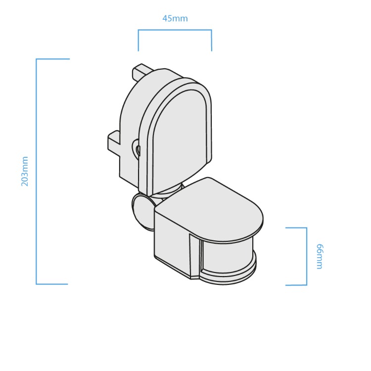 SENSOR DE MOV PARED BLANCO MACROLED AC220-240V 1200W MAX, 12M DE ALCANCE, 180º, IP44