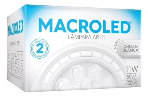 AR111 MACROLED ECO BLANCO 11W GU10 AC100-240V FRIO 6000K 25º