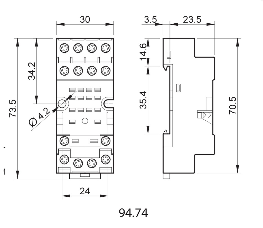 Zocalo rele  7A 14p DIN p-serie 5532-34