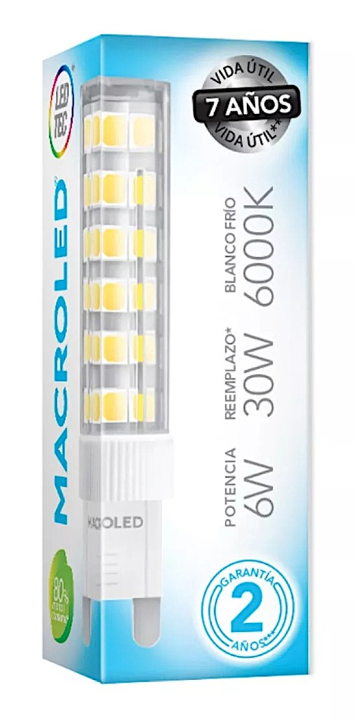 G9 MACROLED 6W AC220-240V FRIO 6000K