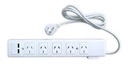 Prolongador múltiple 5 tomacorrientes + USB doble con llave térmica luminosa Color: Blanco
