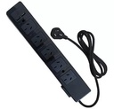 Prolongador múltiple 5 tomacorrientes + USB doble con llave térmica luminosa Color: Negro