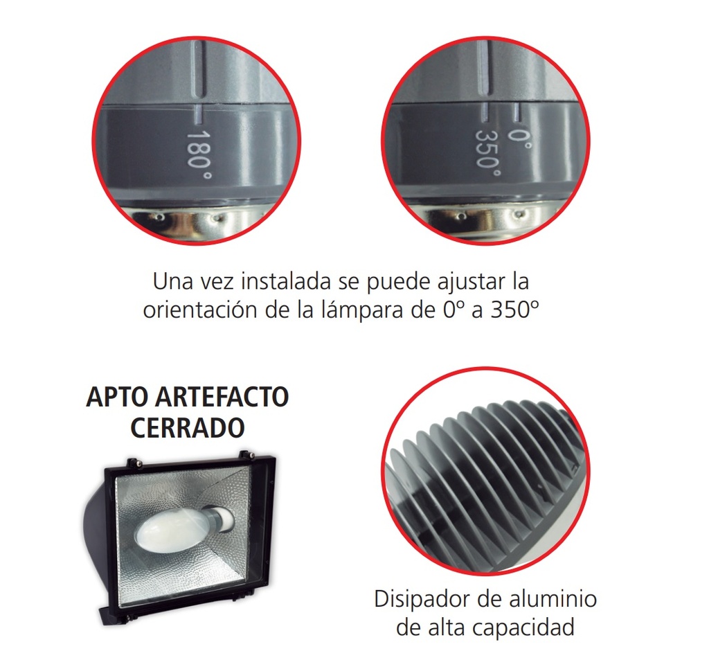 LÁMPARA A LED ORIENTABLE - 80W - 80W - 11.000 Lumens - Zócalo: E40 - Luz Día