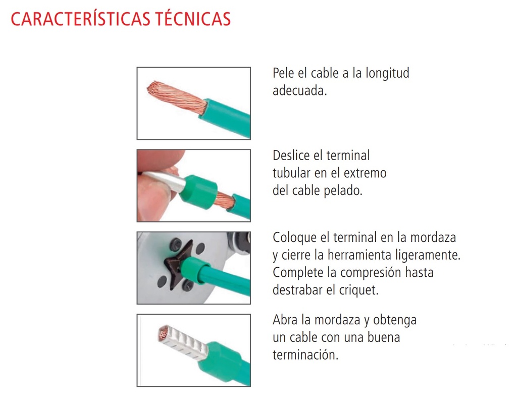 HERRAMIENTAS A CRIQUET PARA PUNT. TUBULARES RGO.: 0.25-6MM2