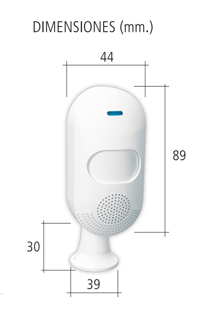 SENSOR DE MOVIMIENTO PIR - PARA PARED - USB 5Vcc - Distancia de trabajo 6 a 9m - Decibeles 105db - Wi-Fi