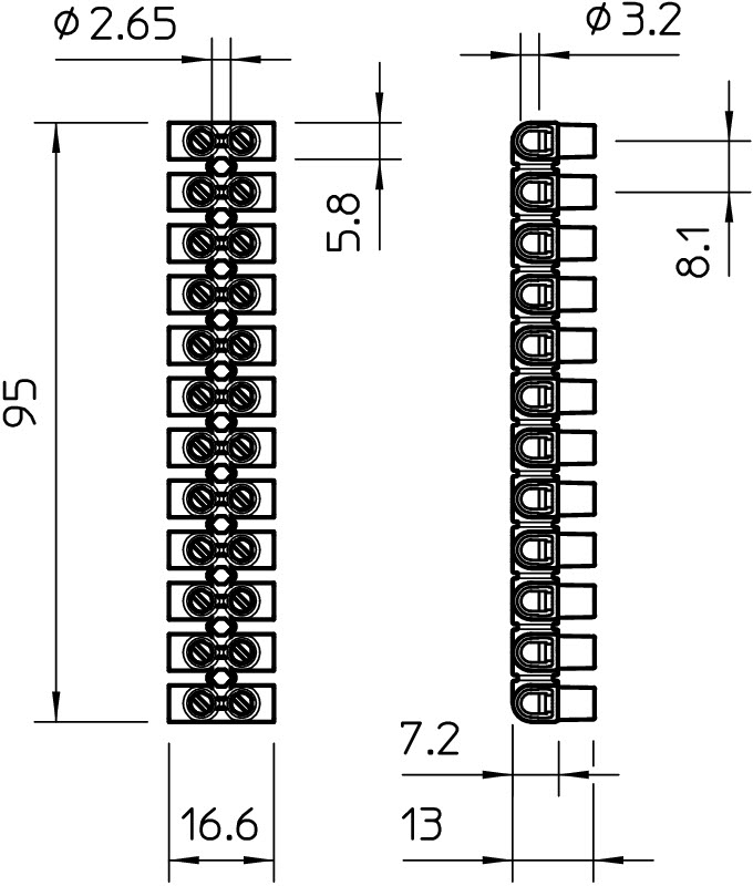 Bornera divis 12x 4,0mm2 PP