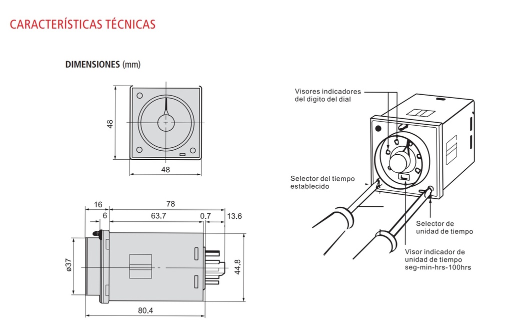 RELES EXTRIBLES TEMPORIZADOS 0.1-100H 220V