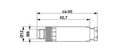 Conector, 4-polos, Conector macho recto M8, codificado A, Conexión por tornillo, material de moleteado: Latón, niquelado, diámetro exterior del cable 3,5 mm ... 5 mm