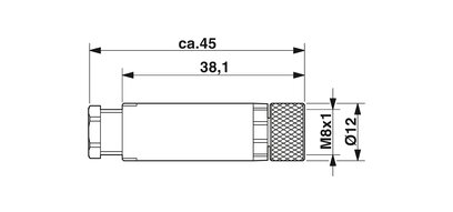 Conector, 4-polos, Hembra de conexión recto M8, codificado A, Conexión por tornillo, material de moleteado: Latón, niquelado, diámetro exterior del cable 3,5 mm ... 5 mm