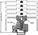 Soporte de cobertor de altura ajustable, para la sujeción encajada de cobertores (hasta 3 mm de grosor), utilizable con CLIPFIX 35 y E/UK