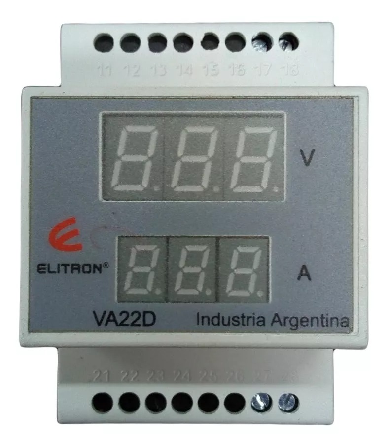 ELIBET VA22D VOLTIMETRO AMPERIMETRO MONOF DIN 150A 220VCA