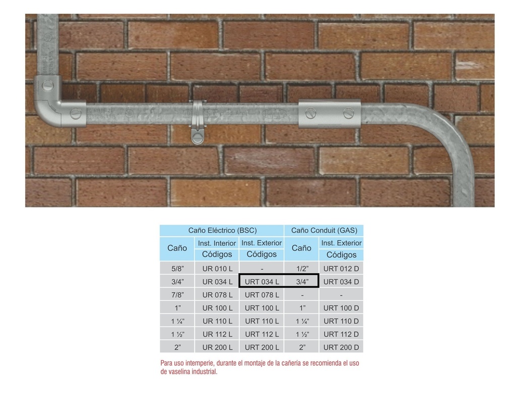 Cupla Daisa para uso exterior para caño IRAM 2205 , para caño 3/4"