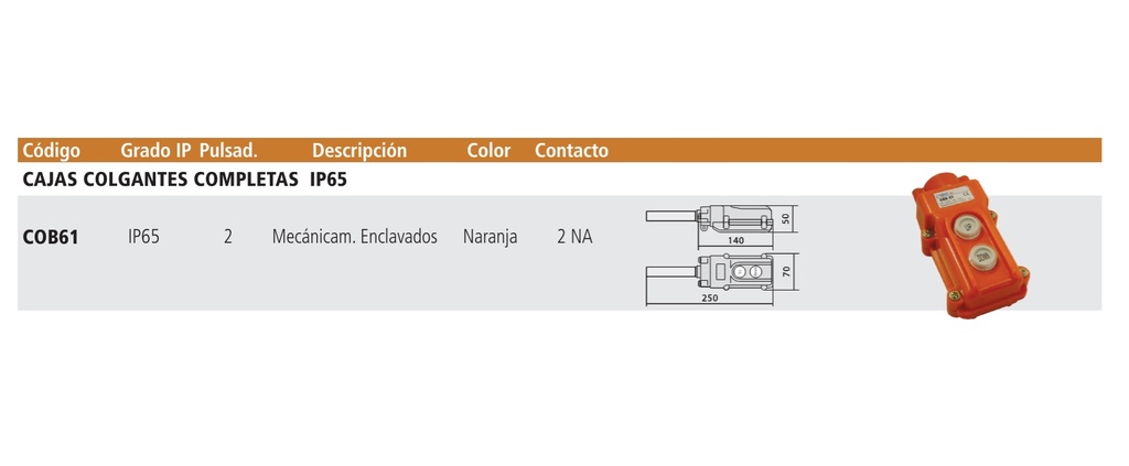 CAJAS DE PULSADORES SERIE COB 2 PULS. ENCLAV.