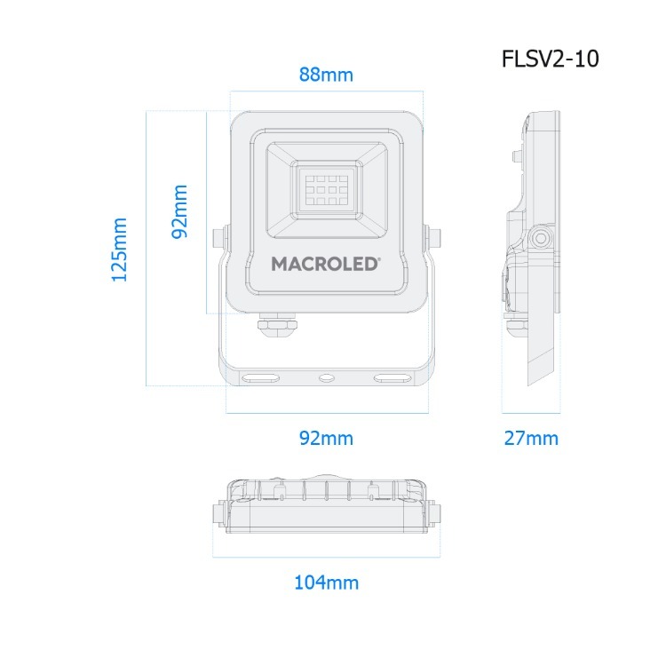 REFLECTOR LED MACROLED 10W AC100-240V CALIDO 3000K IK08