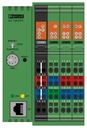 Controlador Inline con interfaces Ethernet para el acoplamiento a otros mandos o sistemas, y posibilidad de programación según IEC 61131-3, completo con conector y superficie de rotulación.