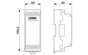 Módulo de ampliación de E/S para la utilización con una unidad base Nanoline. Equipado con 6 entradas digitales y 4 canales de salida PNP digitales. Como máximo pueden conectarse tres módulos de ampliación de E/S a la unidad base.