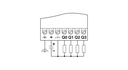 Módulo de ampliación de E/S para la utilización con una unidad base Nanoline. Equipado con 6 entradas digitales y 4 canales de salida PNP digitales. Como máximo pueden conectarse tres módulos de ampliación de E/S a la unidad base.