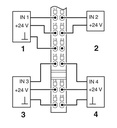 Inline, Módulo de entrada digital, Entradas digitales: 4, 24 V DC, técnica de conexión: 3 conductores, velocidad de transmisión en el bus local: 2 MBit/s, índice de protection: IP20, incluidos Inline conector y superficie de rotulación