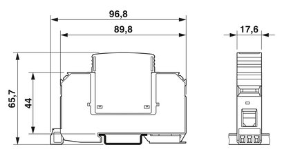 Descargador de sobretensiones que consta de un elemento de base con contacto de indicación remota FM y una protección enchufable con varistor de alta potencia, para el montaje sobre NS 35/7,5, tensión nominal: 230 V AC, de 1 canal.