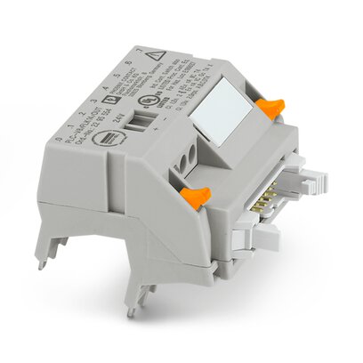 Adaptador V8 para 8 x PLC-INTERFACE (6,2 mm); Mando: Sistema de cableado PLC de tarjetas de salida; conexión 1: Conexión enchufable (Encajable en 8x bornes PLC-INTERFACE); conexión 2: 1x Conector macho IDC/FLK (14-polos); número de canales: 8; lógica de m