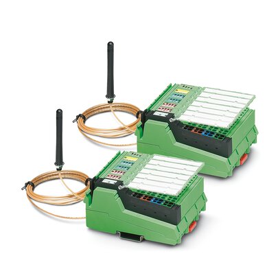 Juego Wireless MUX, dos módulos con 16 entradas y salidas digitales cada uno y 2 entradas y salidas analógicas (0 ... 20 mA, 0 ... 10 V), incl. antenas omnidireccionales con cable de 1,5 m 