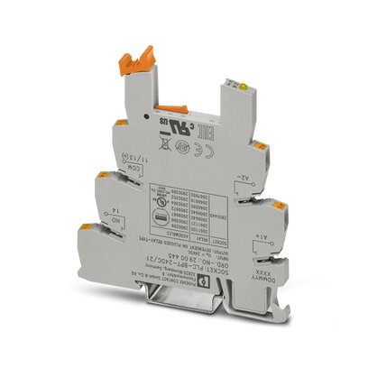 Borne de base PLC de 6,2 mm con conexión push-in, sin equipamiento de relé o relé de estado sólido, para montar sobre carril NS 35/7,5, 1 contacto conmutado, tensión de entrada 24 V DC