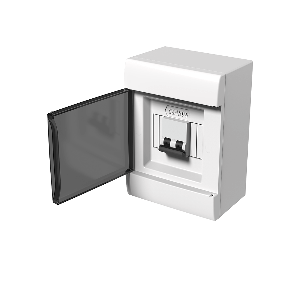 Caja para TM 4 polos marco blanco y pta  fume