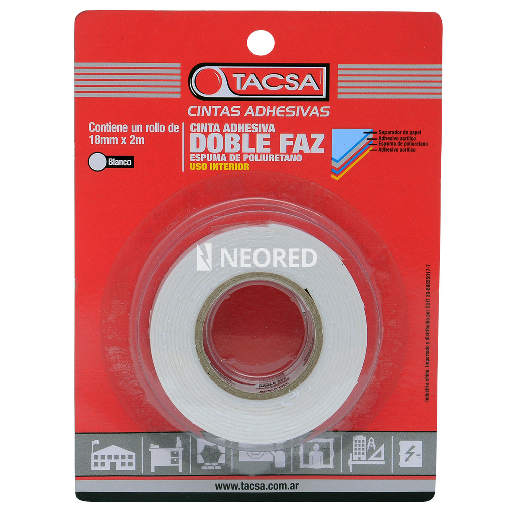 Cinta adhes doble faz    2M   18mmA espuma BL
