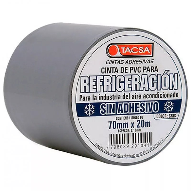 Cinta refrig sin adhes PVC GRI 20M 0,7A 0,10E