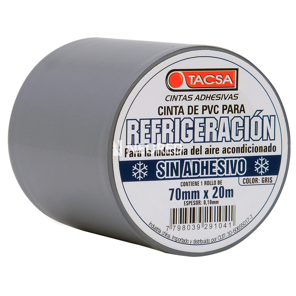 Cinta refrig sin adhes PVC GRI 20M 0,7A 0,10E