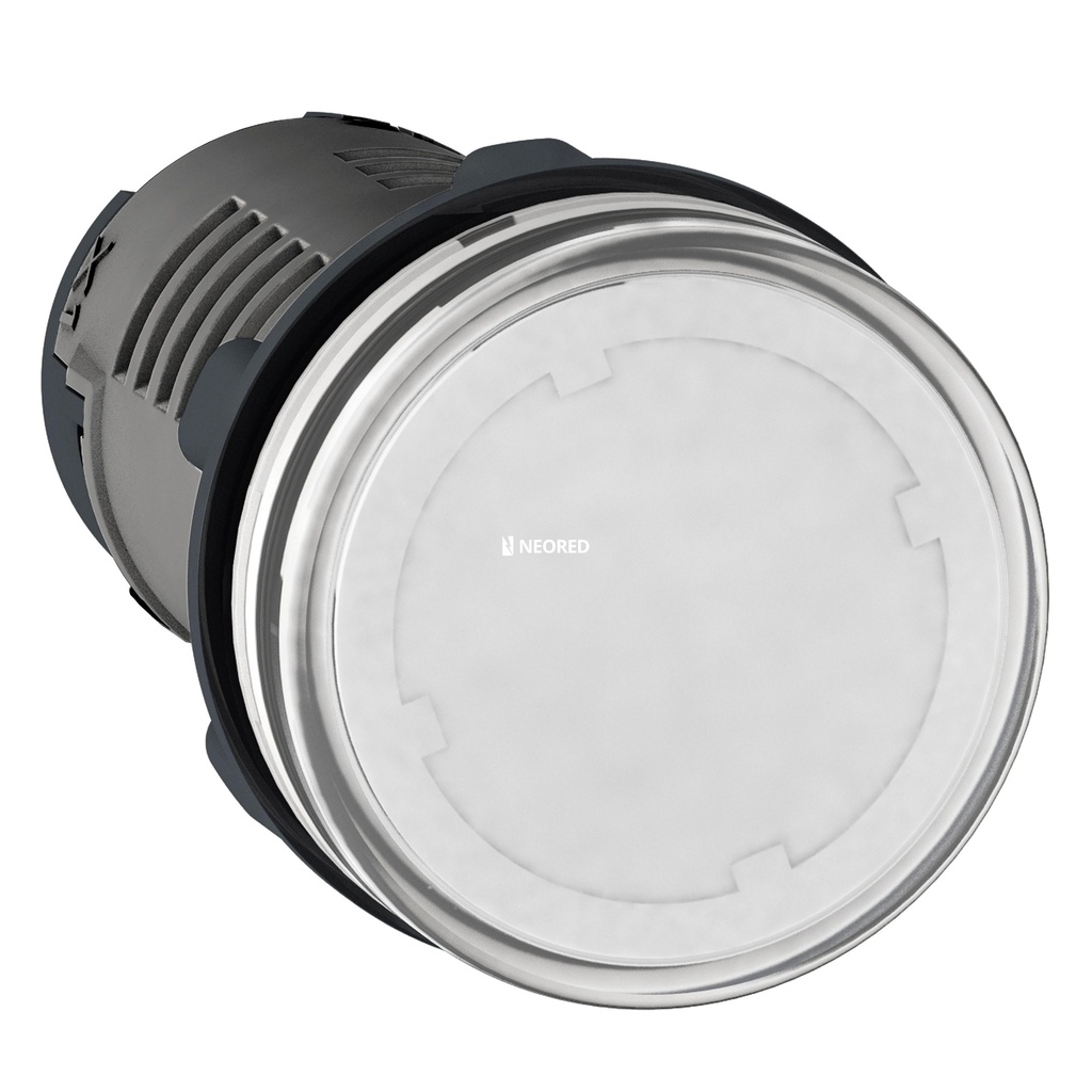 Piloto luminoso plástico monolítico blanco, Led 230VAC