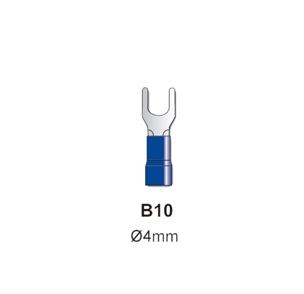 TERMINALES PREAISLADOS HORQUILLA 4MM AZUL