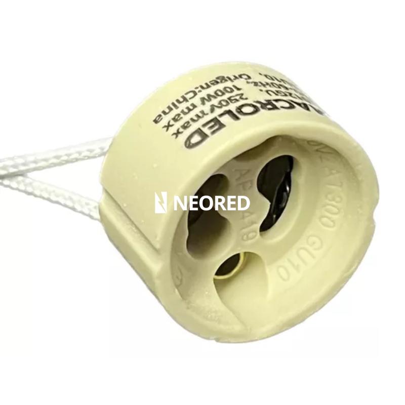 CONECTOR GU10 CERAMICO CON 15CM DE CABLE ENTELADO