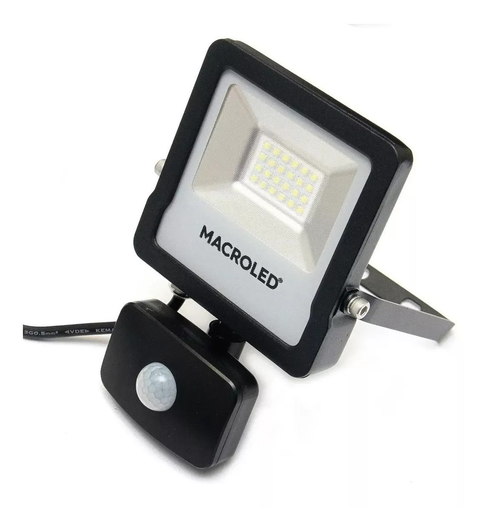 REFLECTOR LED CON SENSOR DE MOVIMIENTO MACROLED 20W AC100-240V CALIDO 3000K