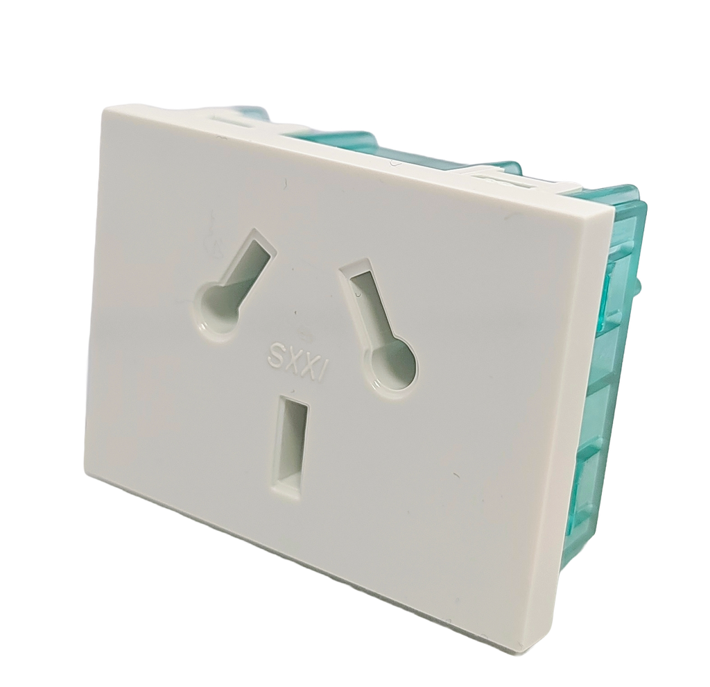 MODULO TOMA BIPOLAR + BIPOLAR C/TIERRA - BLANCA