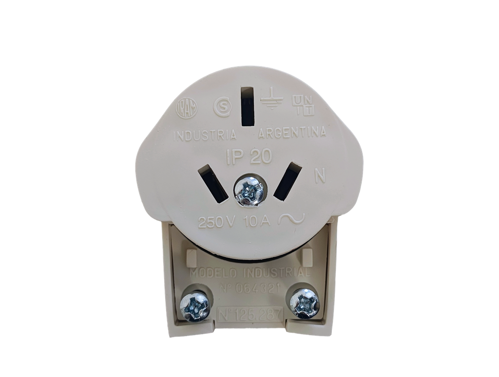 Toma móvil con toma de tierra salida lateral Marfil