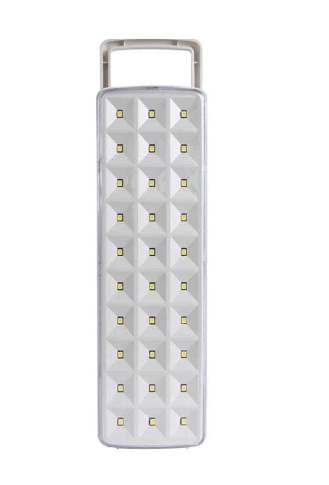 Luz de Emergencia autonoma de 30 LED con manija portatil y compartimento para cable