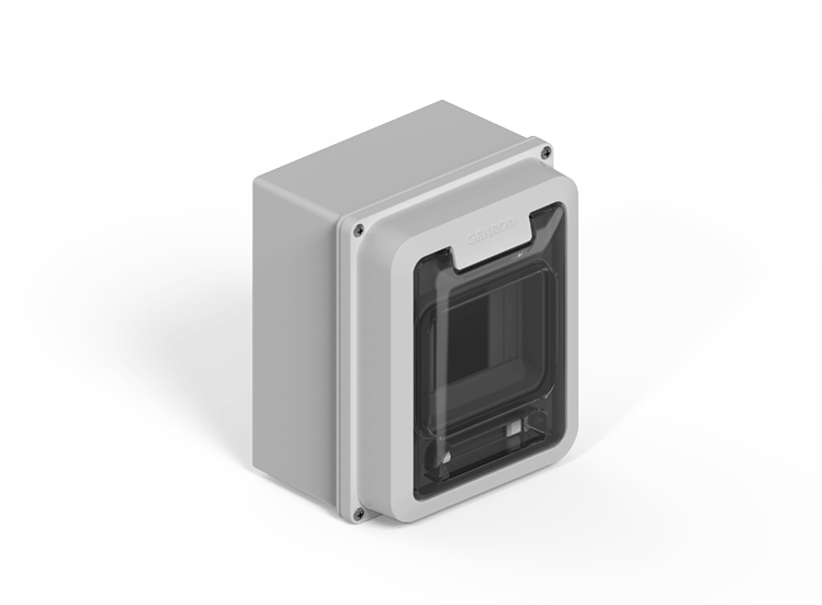 Caja IP65 p/4 polos DIN  - gris