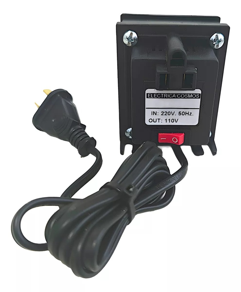 AUTOTRANSFORMADOR ENTRADA 220V. / SALIDA 110V. 50Hz. CORRIENTE ALTERNA - 200W. 2 Tomas con neutro