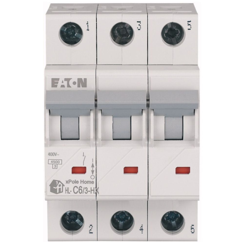 Interruptor auto. curva tipo C 4,5kA, Tripolar 6A
