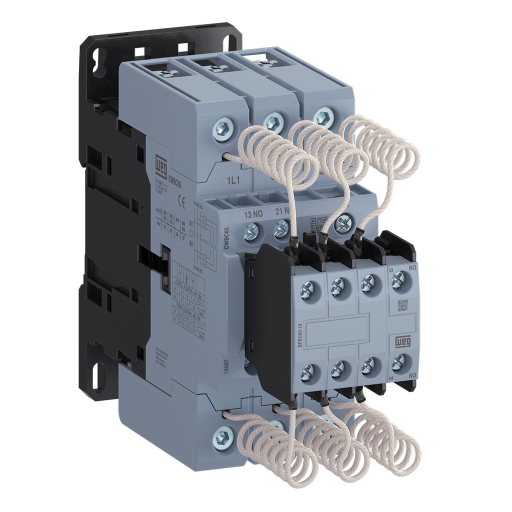 Contactor para Maniobra de Capacitores Trifásicos - 50kVAr - Bob 220VAC - 1NA - CWBC65-21-30 D23