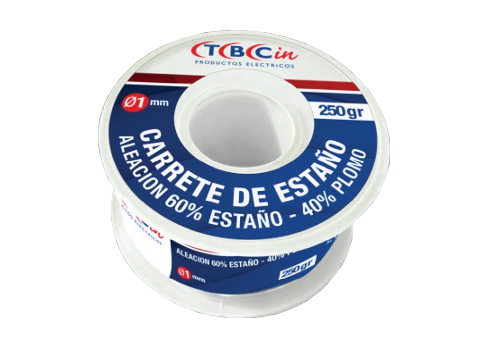 CARRETE DE ESTAÑO - 250GR 1MM ALEACION 60% ESTAÑO 40% PLOMO